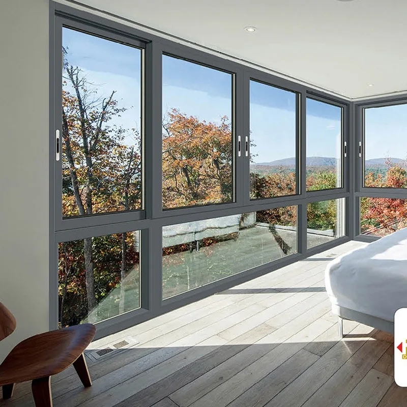 Hihaus New Custom Big Black Aluminium Corner Sliding Doors And Windows - HIHAUS