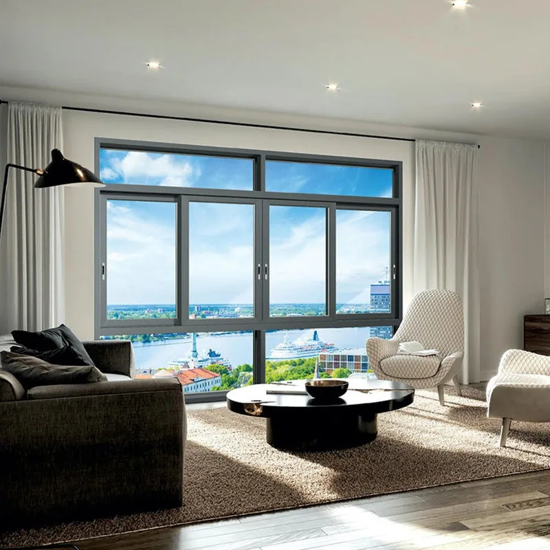Hihaus New Custom Big Black Aluminium Corner Sliding Doors And Windows - HIHAUS