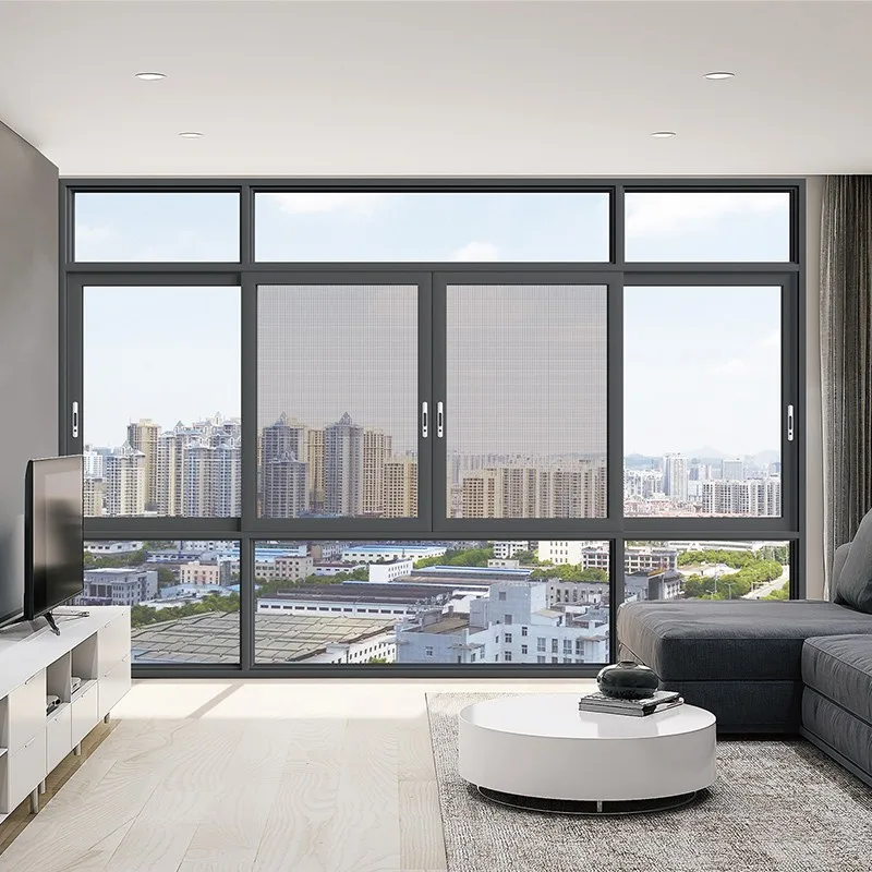 Hihaus Small Single Pane Aluminum System Tinted Sliding Windows Blue Glass - HIHAUS