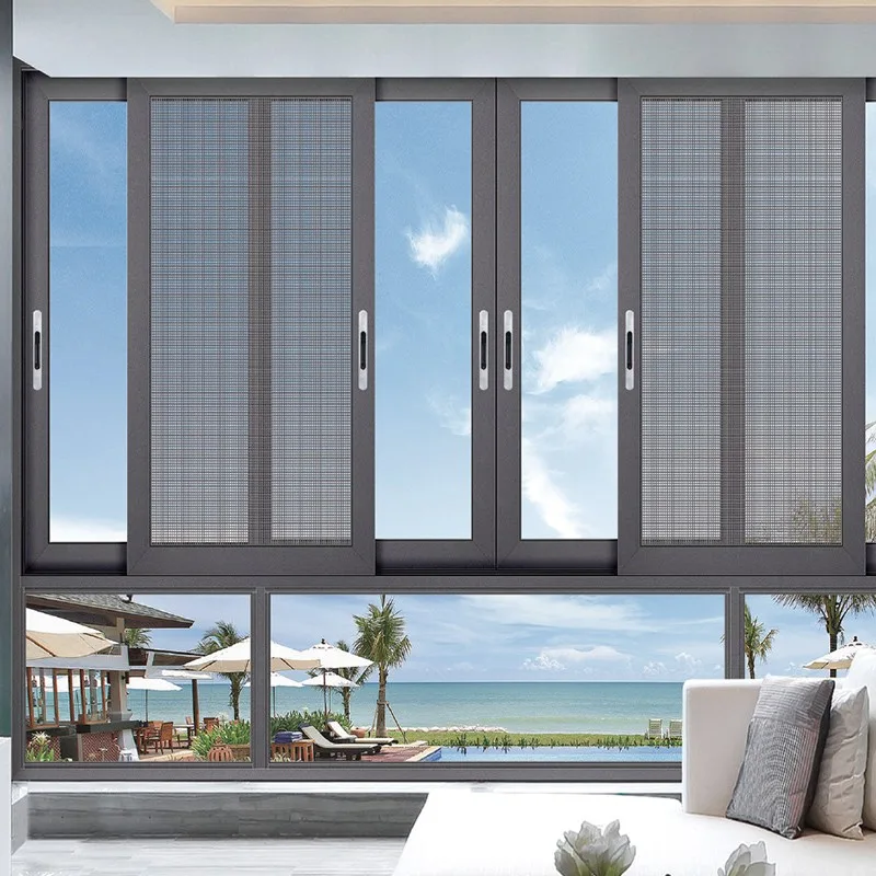 Hihaus Small Single Pane Aluminum System Tinted Sliding Windows Blue Glass - HIHAUS