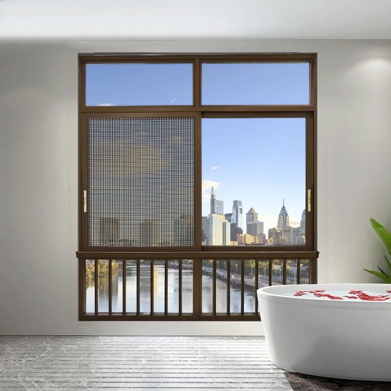 Hihaus Modern Bronze High Quality Aluminium Double Glazed Sliding Window - HIHAUS