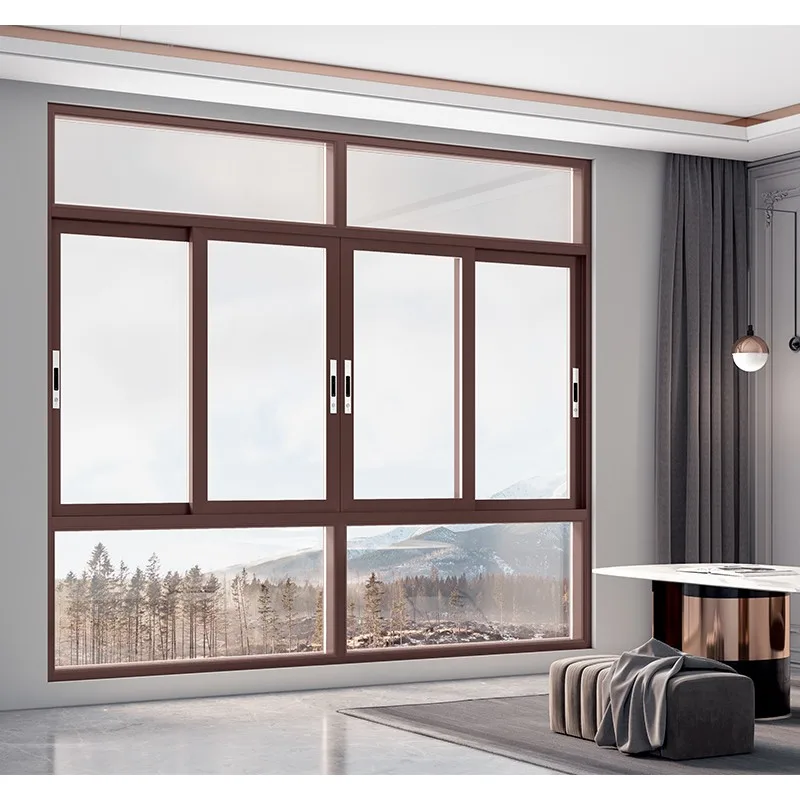 Modern Double Glazed Thermal Break Clear Anodized Aluminum Sliding Windows For Balcony - HIHAUS