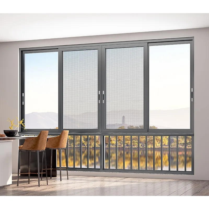 Modern Double Glazed Thermal Break Clear Anodized Aluminum Sliding Windows For Balcony - HIHAUS