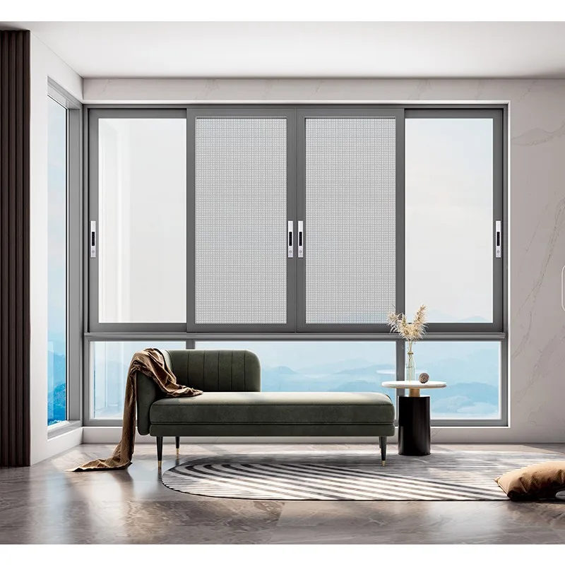 Modern Double Glazed Thermal Break Clear Anodized Aluminum Sliding Windows For Balcony - HIHAUS