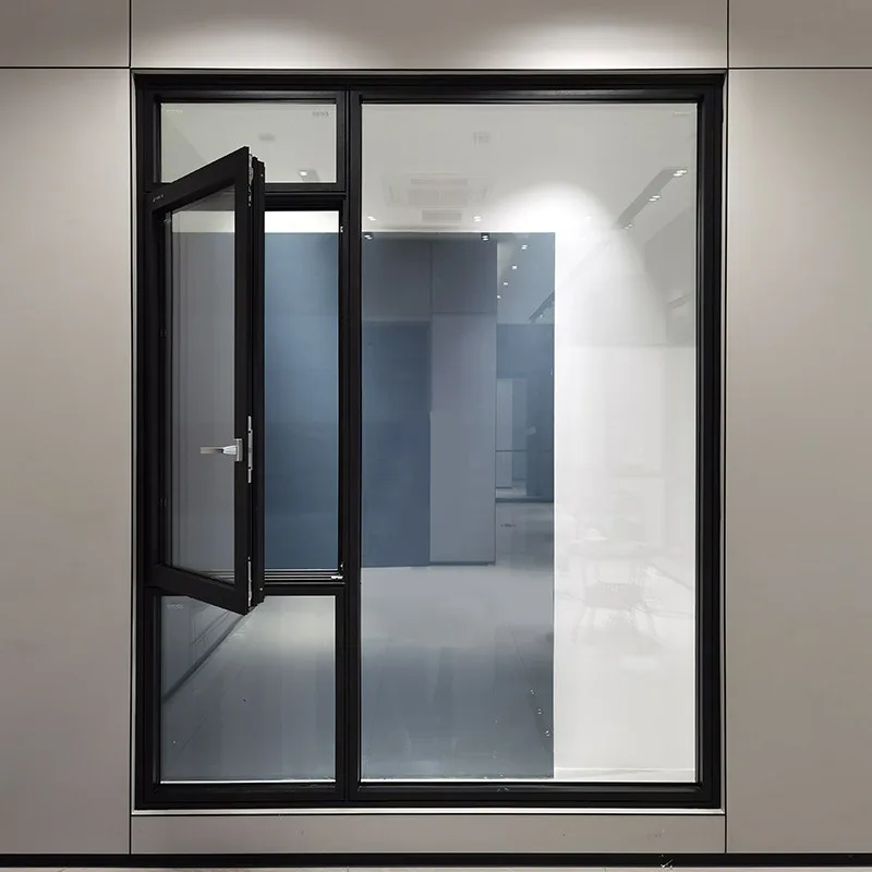 Living Room Aluminium Floor To Ceiling French Grey Glass Fixed Casement Window - HIHAUS