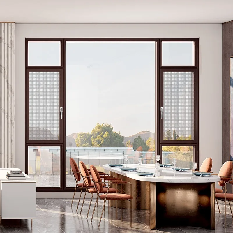 Hihaus Large Commercial Thermally Broken Aluminium Triple Pane Casement Windows - HIHAUS