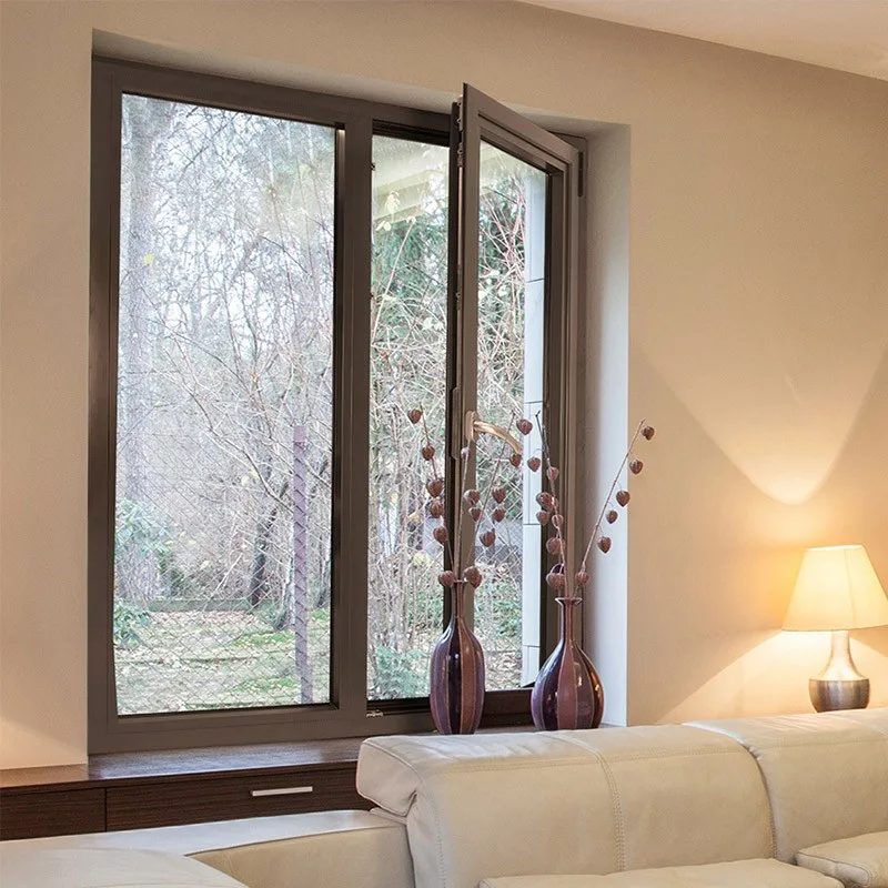 Hihaus Grey Full Frame Thermal Insulated Aluminum Impact Casement Windows - HIHAUS