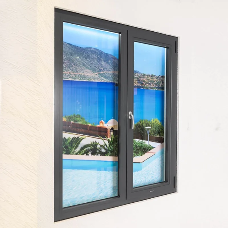 Hihaus Grey Full Frame Thermal Insulated Aluminum Impact Casement Windows - HIHAUS