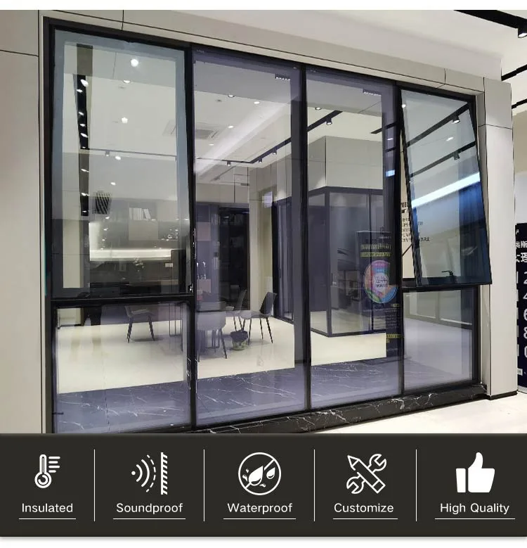 New Aluminium Large Fixed Low E Glass Curtain Wall Awning Window - HIHAUS