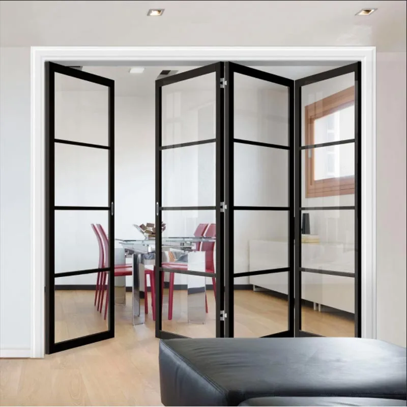 Hot Aluminium Grey Indoor Folding Internal Bifold French Doors With Glass - HIHAUS