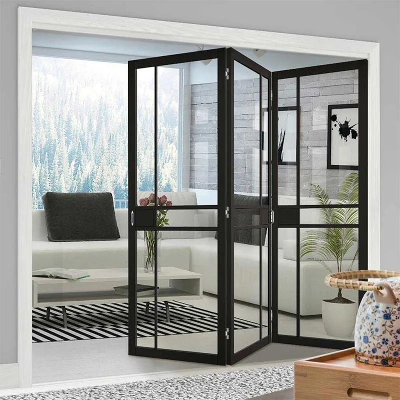 Hot Aluminium Grey Indoor Folding Internal Bifold French Doors With Glass - HIHAUS