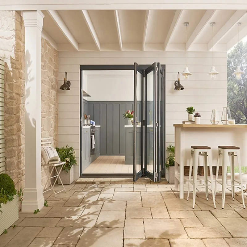 Hot Aluminium Grey Indoor Folding Internal Bifold French Doors With Glass - HIHAUS