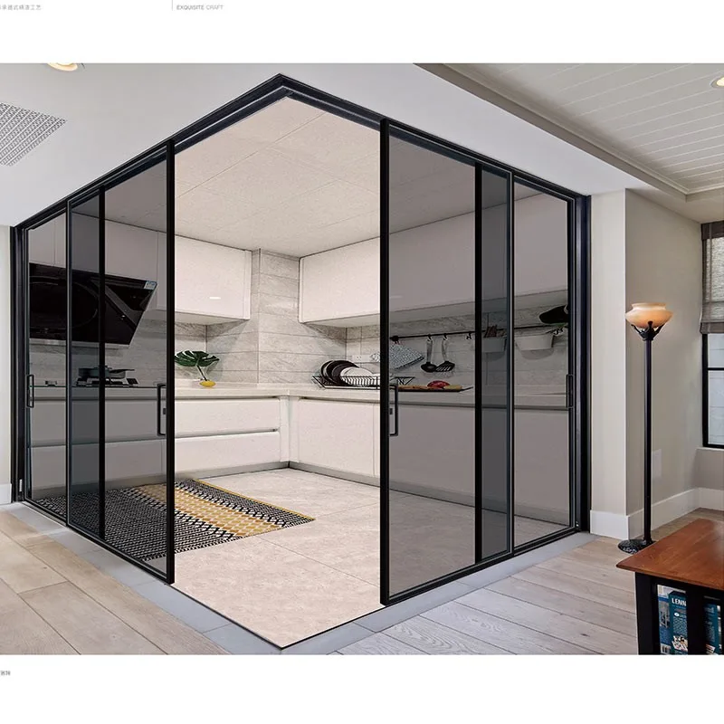 Custom Aluminium Black Stacking Multi Slide Sliding Patio Glass Doors - HIHAUS