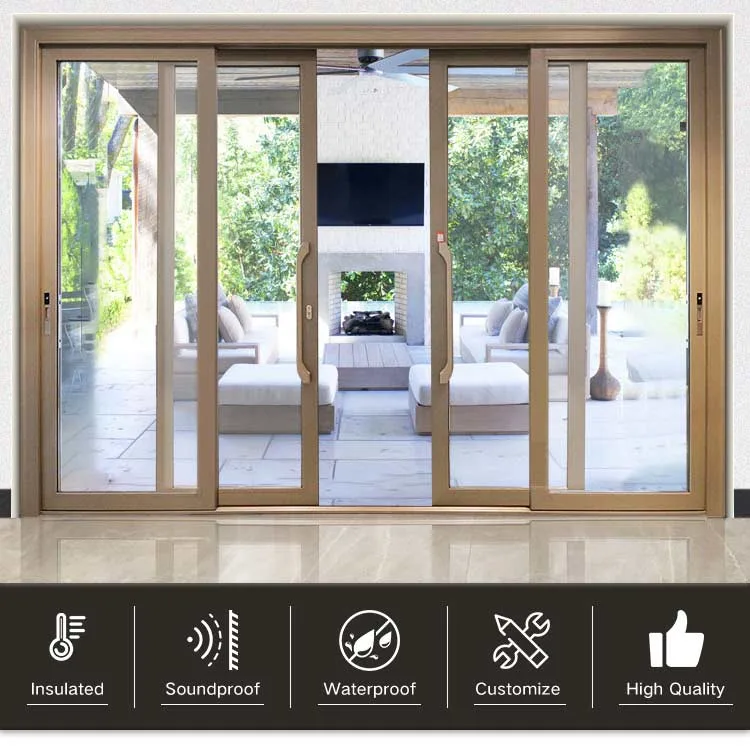 Hihaus New Modern Large Aluminium External Automatic Sliding Glass Doors - HIHAUS