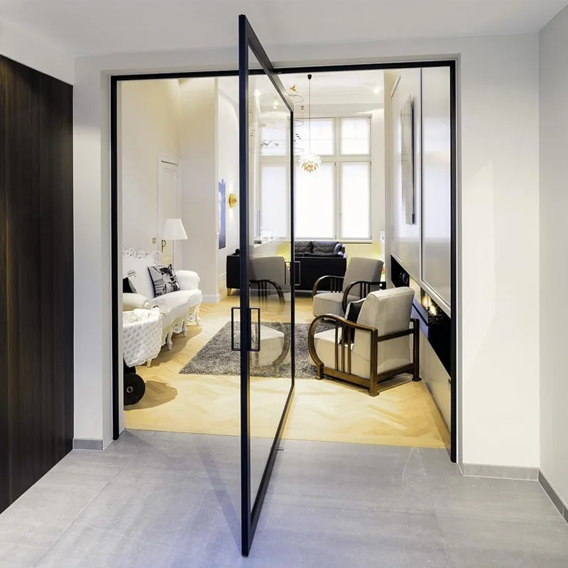 Hihaus Hot Custom Modern External Aluminium Glass Pivot Front Door - HIHAUS