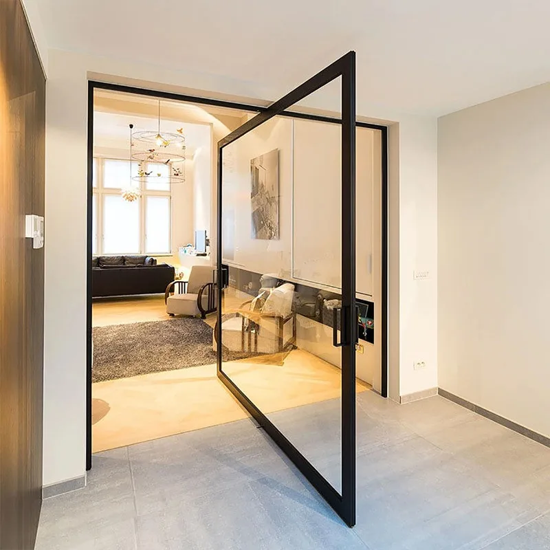 Hihaus Hot Custom Modern External Aluminium Glass Pivot Front Door - HIHAUS