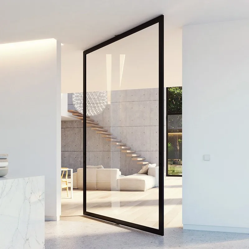 Hihaus Hot Custom Modern External Aluminium Glass Pivot Front Door - HIHAUS