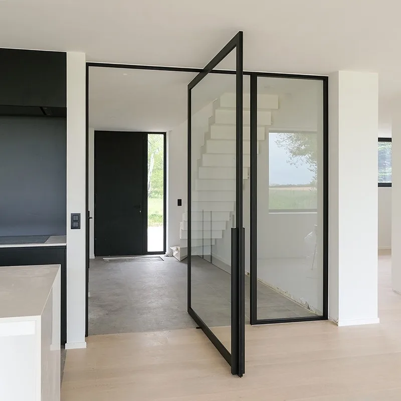 Hihaus Hot Custom Modern External Aluminium Glass Pivot Front Door - HIHAUS