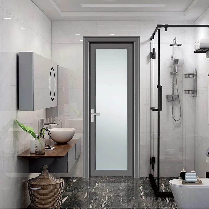 Hihaus Hot Aluminium Waterproof Frosted Glass Swing Toilet Bathroom Door - HIHAUS