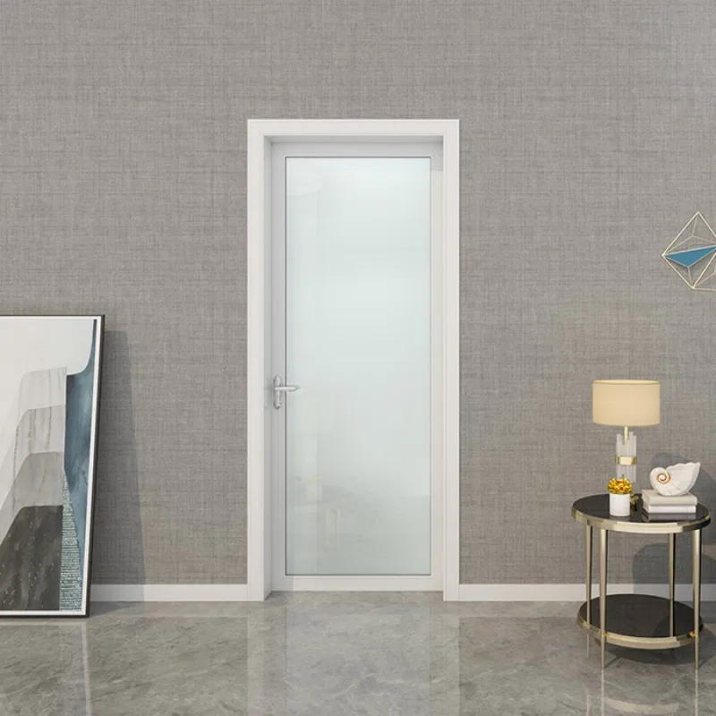 New White Waterproof Glass Bathroom Entry Doors With Frosted Glass - HIHAUS