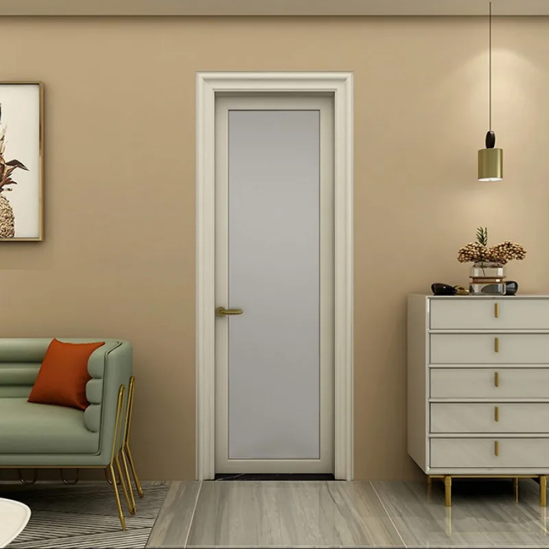 New White Waterproof Glass Bathroom Entry Doors With Frosted Glass - HIHAUS
