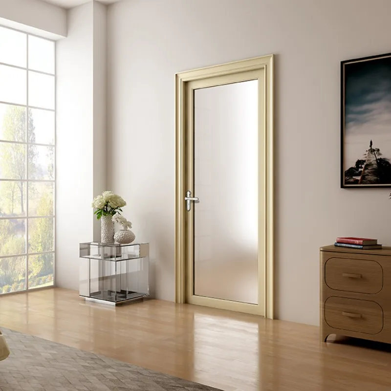 New White Waterproof Glass Bathroom Entry Doors With Frosted Glass - HIHAUS
