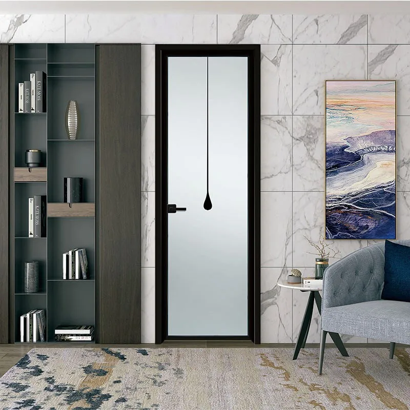 Hihaus Aluminum Standard Interior Comfort Room Glass Hinged Bathroom Doors - HIHAUS