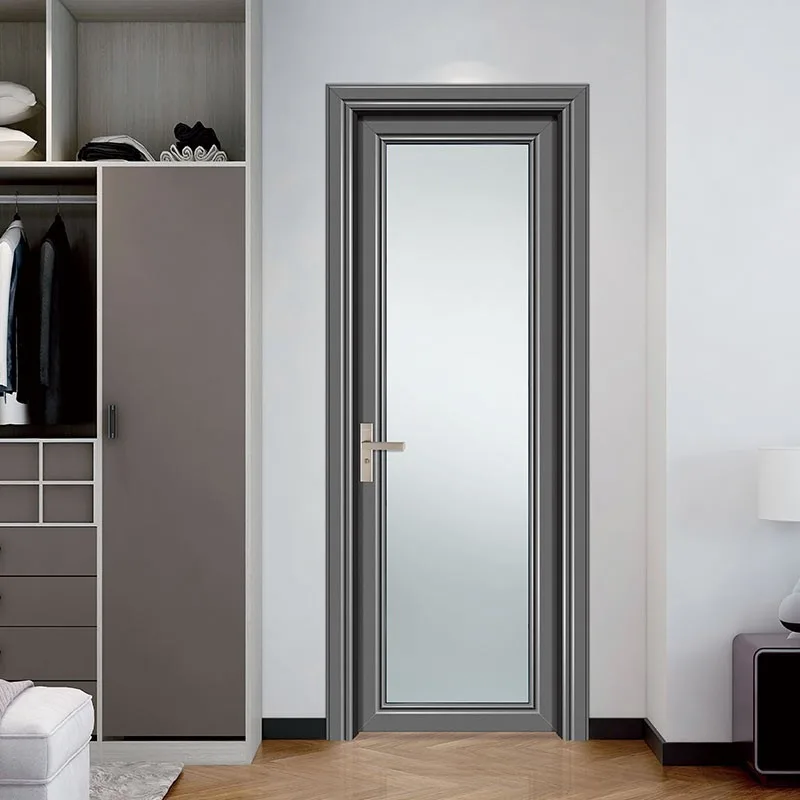 Hihaus Aluminum Standard Interior Comfort Room Glass Hinged Bathroom Doors - HIHAUS