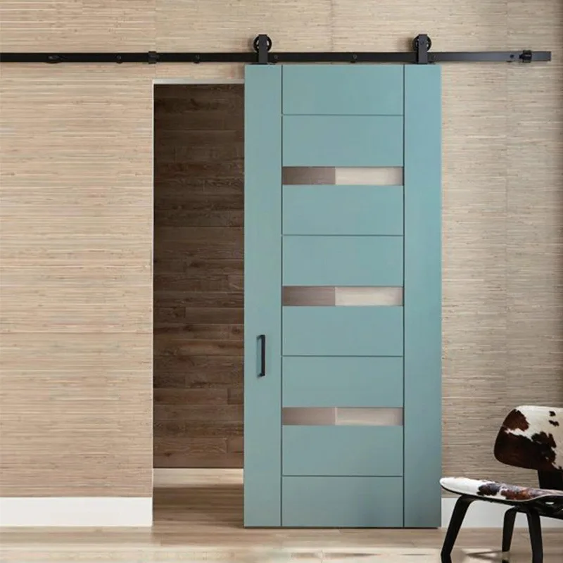Hihaus Indoor Stained Ceiling Mounted Solid Wood Barn Door - HIHAUS