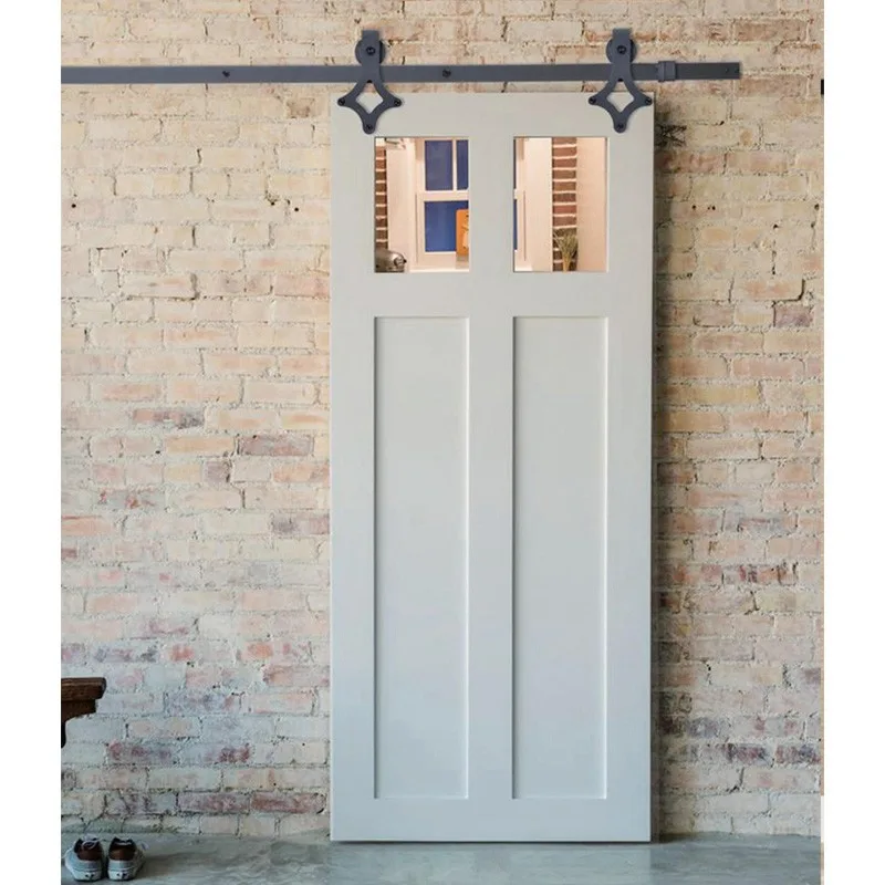 Hihaus Indoor Stained Ceiling Mounted Solid Wood Barn Door - HIHAUS