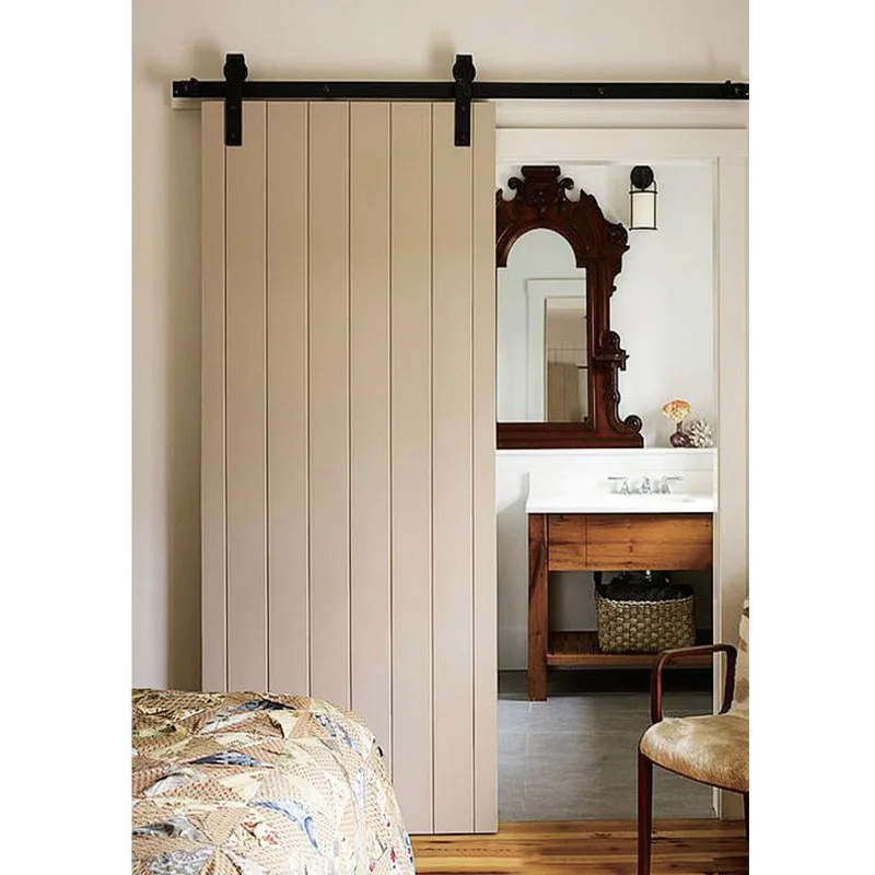 Hihaus Indoor Stained Ceiling Mounted Solid Wood Barn Door - HIHAUS