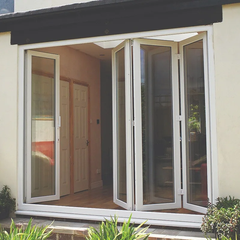 Hihaus Hot White Pvc Upvc Vinyl Outdoor Folding Glass Bifold Accordion Doors - HIHAUS
