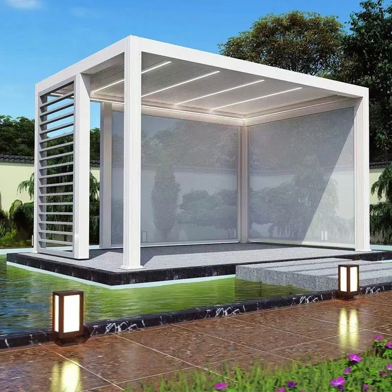 New Electric Patio Metal Roof Louvered Aluminum Pergola - HIHAUS
