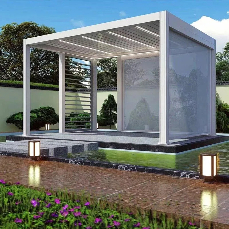 New Electric Patio Metal Roof Louvered Aluminum Pergola - HIHAUS