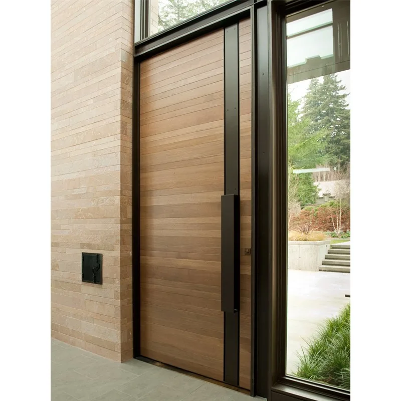Hihaus Custom Exterior Modern Villa Wood Pivot Entry Front Door - HIHAUS