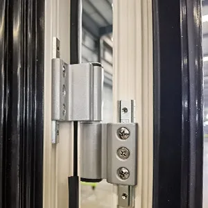 White and black aluminum hinged outswing double patio doors exterior - HIHAUS
