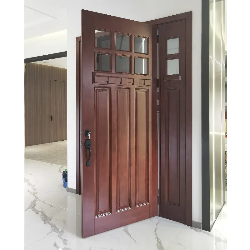 Hihuas American Solid Wood Entrance Entry Front Door With Sidelights - HIHAUS