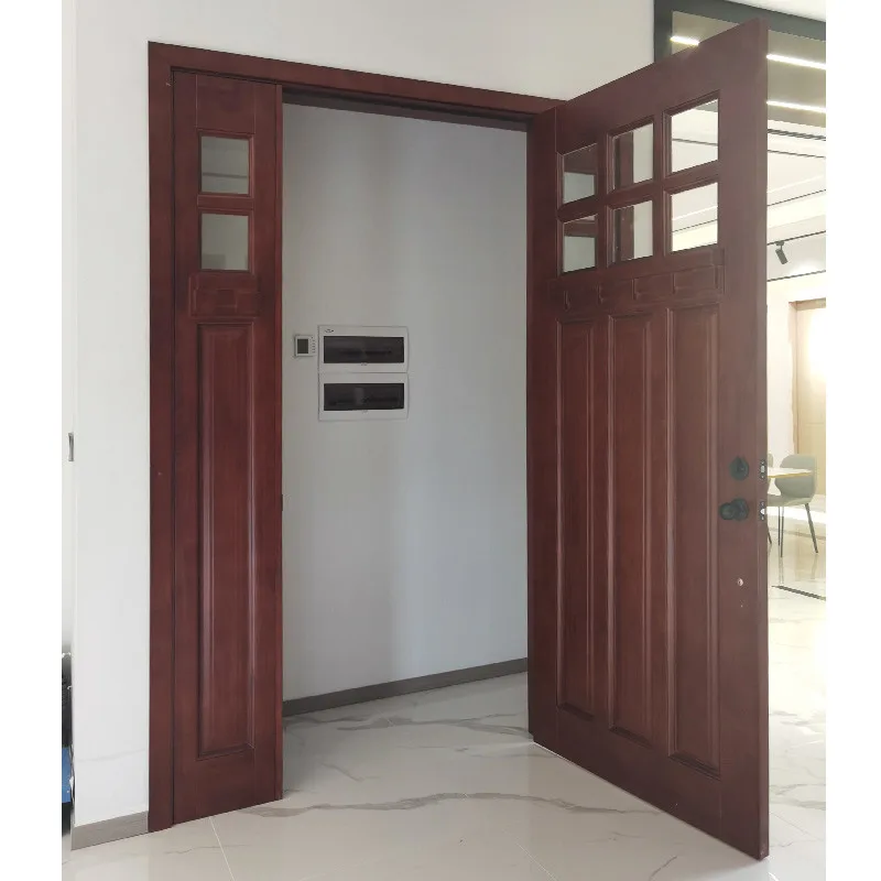 Hihuas American Solid Wood Entrance Entry Front Door With Sidelights - HIHAUS