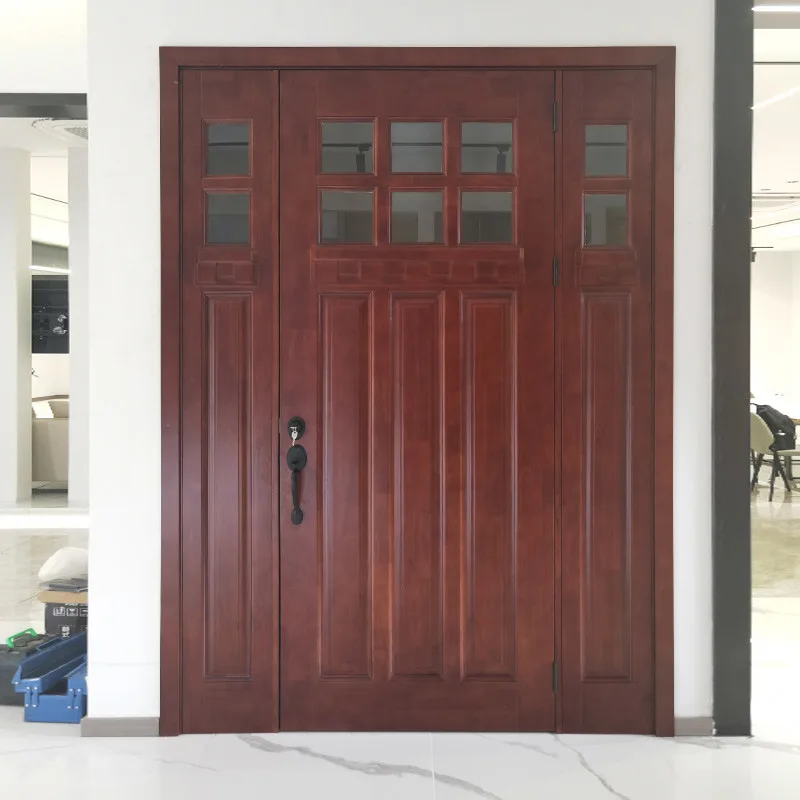 Hihuas American Solid Wood Entrance Entry Front Door With Sidelights - HIHAUS