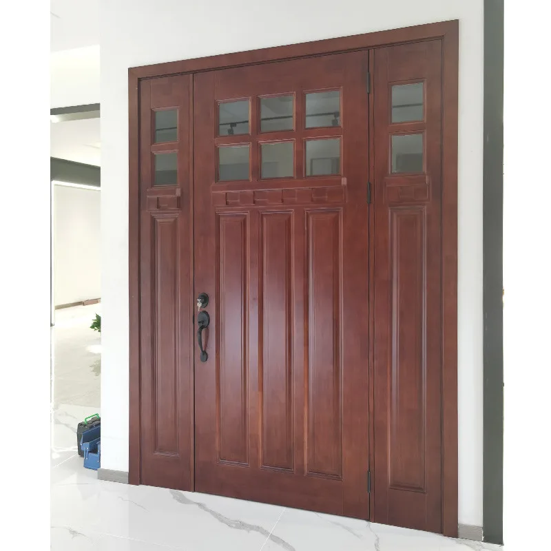 Hihuas American Solid Wood Entrance Entry Front Door With Sidelights - HIHAUS