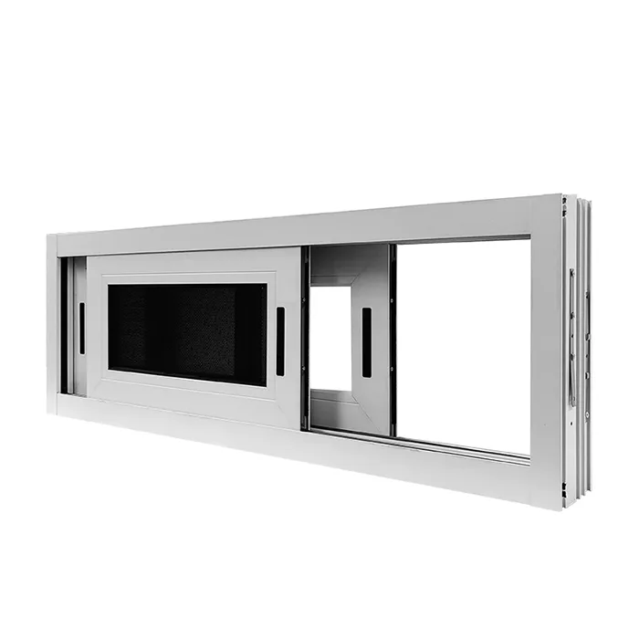 Custom 3 Track Bathroom White Aluminium Sliding Window With Screen - HIHAUS