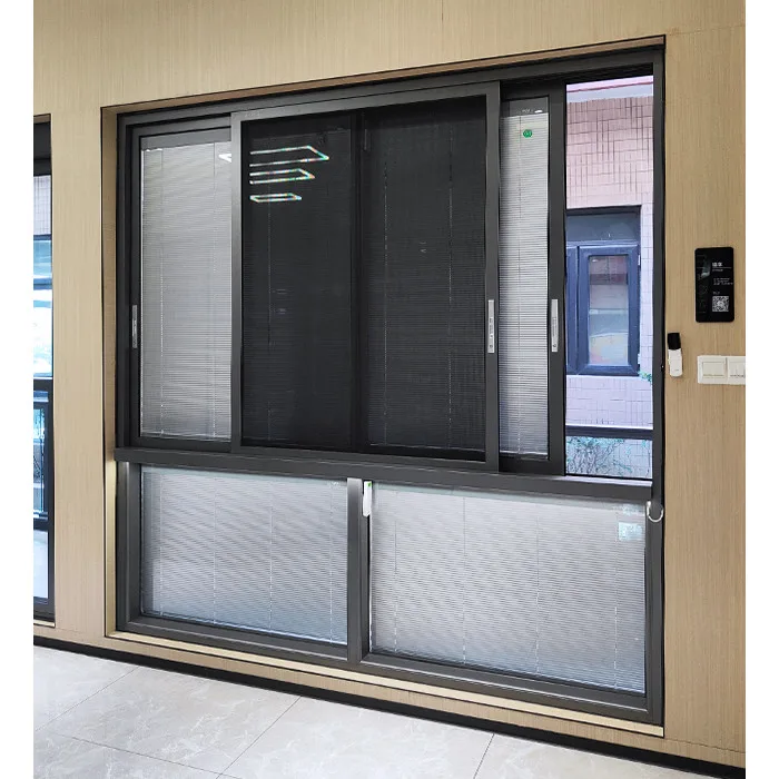 Electric Built In Blinds Aluminum Sliding Window With Mosquito Net - HIHAUS