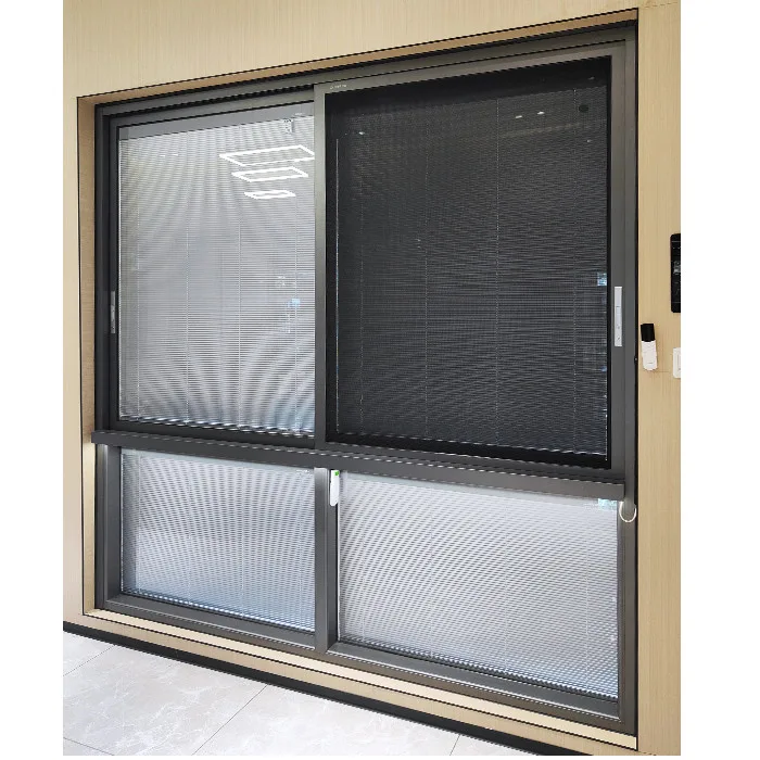Electric Built In Blinds Aluminum Sliding Window With Mosquito Net - HIHAUS