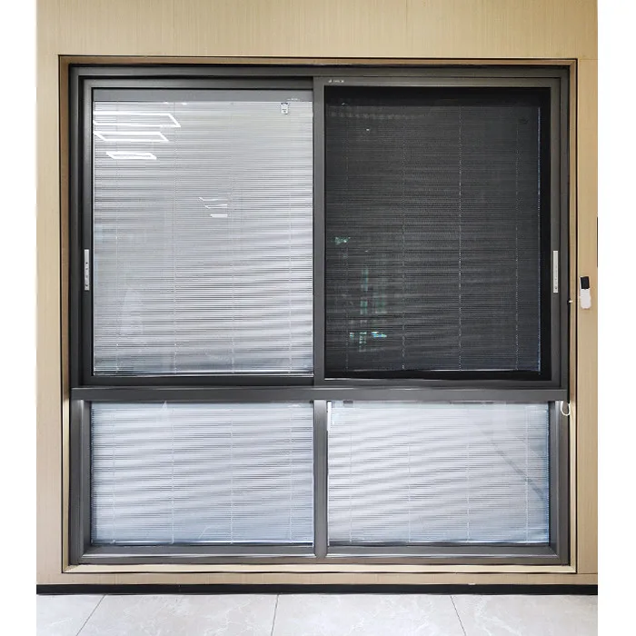 Electric Built In Blinds Aluminum Sliding Window With Mosquito Net - HIHAUS