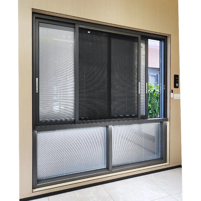 Electric Built In Blinds Aluminum Sliding Window With Mosquito Net - HIHAUS