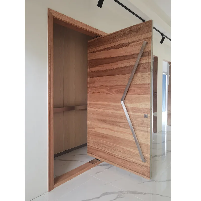 Modern Exterior Natural Wood Pivot Entrance Front Door Supplier - HIHAUS