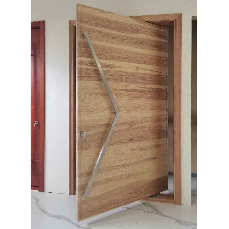 Modern Exterior Natural Wood Pivot Entrance Front Door Supplier - HIHAUS