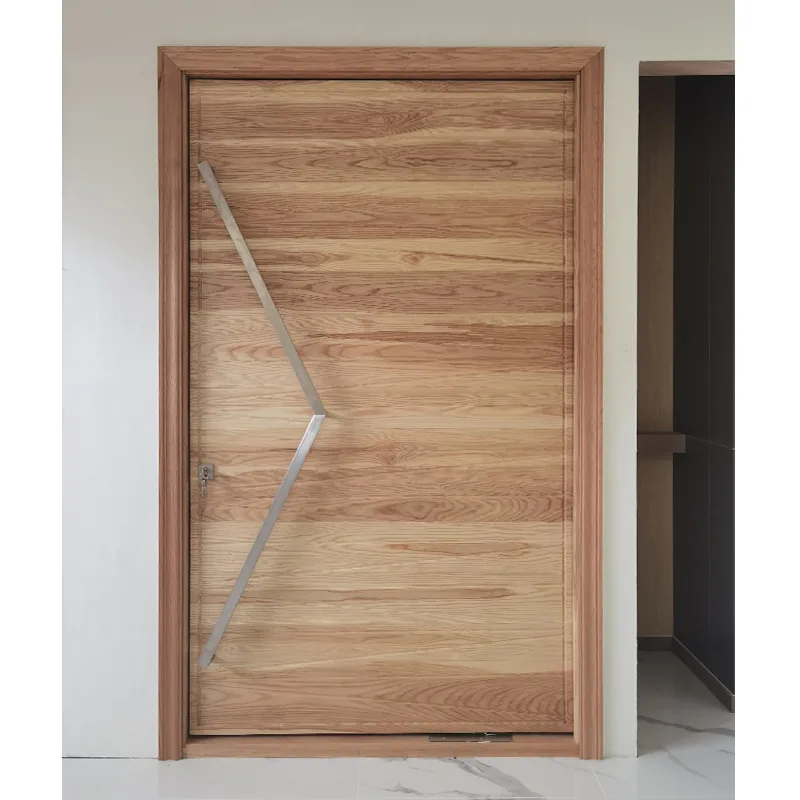 Modern Exterior Natural Wood Pivot Entrance Front Door Supplier - HIHAUS
