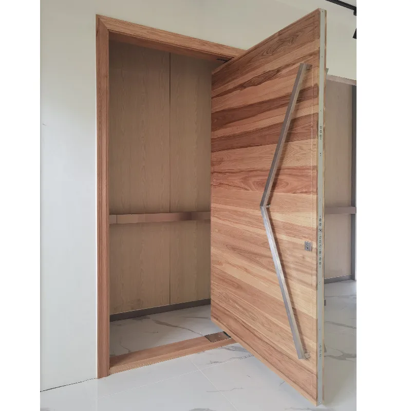 Modern Exterior Natural Wood Pivot Entrance Front Door Supplier - HIHAUS