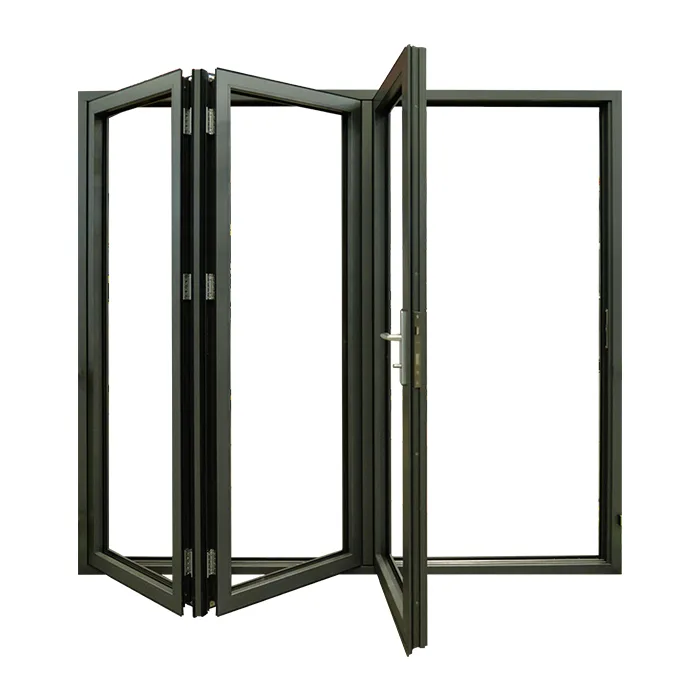 Aluminum Tri Fold Patio Glass Anthracite Grey Bifold Folding Door - HIHAUS